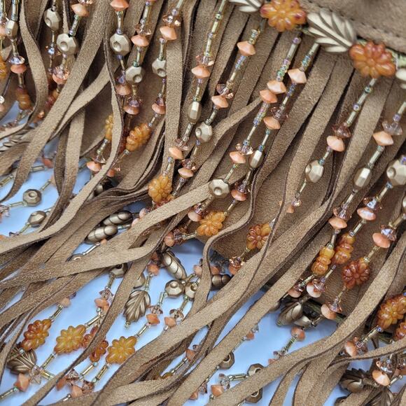 Vintage Elcanti Accessories Boho Beaded Festival Fringe Faux Suede Shoulder Bag - Picture 5 of 16
